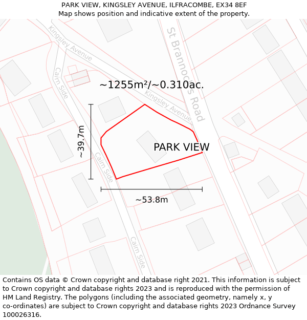 PARK VIEW, KINGSLEY AVENUE, ILFRACOMBE, EX34 8EF: Plot and title map