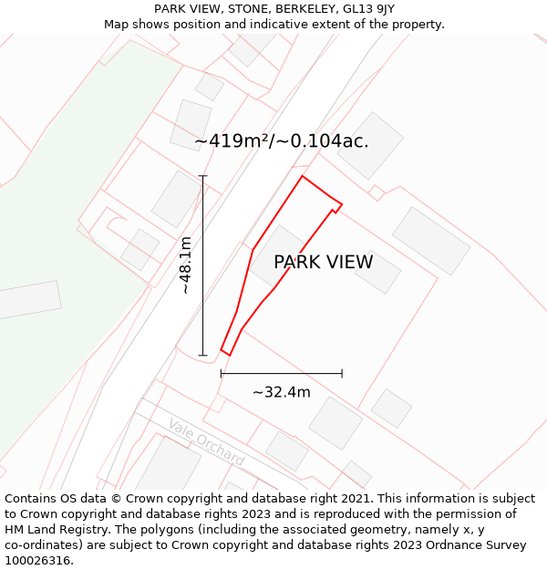 PARK VIEW, STONE, BERKELEY, GL13 9JY: Plot and title map