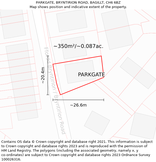 PARKGATE, BRYNTIRION ROAD, BAGILLT, CH6 6BZ: Plot and title map