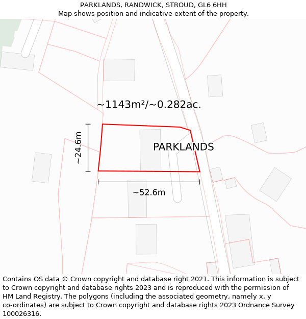 PARKLANDS, RANDWICK, STROUD, GL6 6HH: Plot and title map