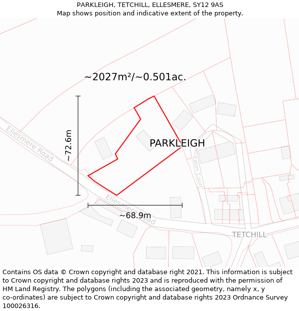 PARKLEIGH, TETCHILL, ELLESMERE, SY12 9AS: Plot and title map
