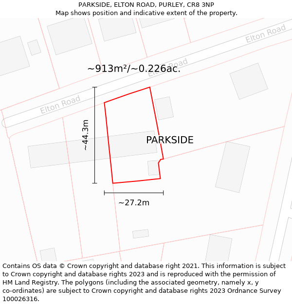 PARKSIDE, ELTON ROAD, PURLEY, CR8 3NP: Plot and title map