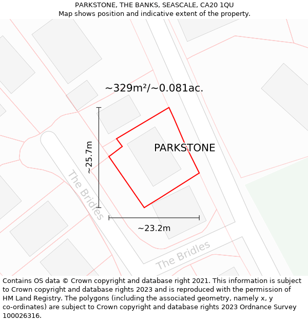 PARKSTONE, THE BANKS, SEASCALE, CA20 1QU: Plot and title map