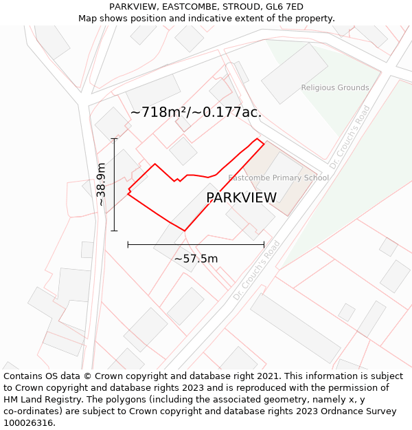 PARKVIEW, EASTCOMBE, STROUD, GL6 7ED: Plot and title map