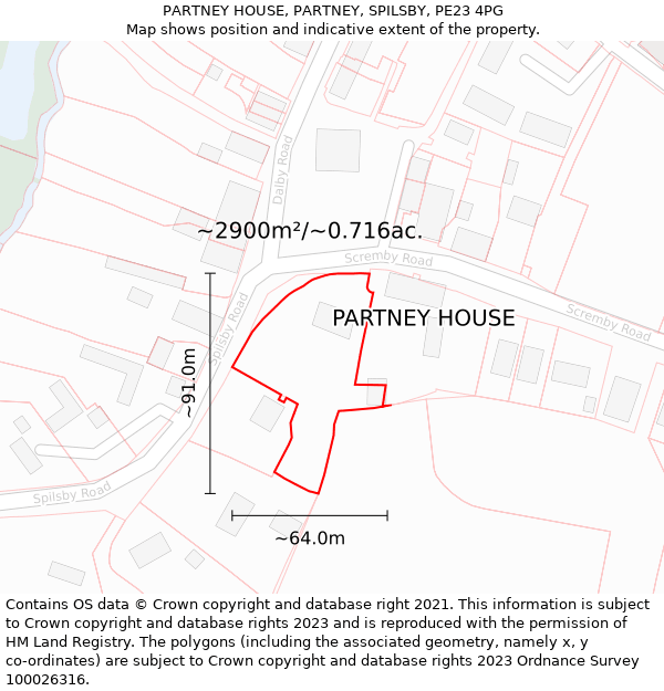 PARTNEY HOUSE, PARTNEY, SPILSBY, PE23 4PG: Plot and title map