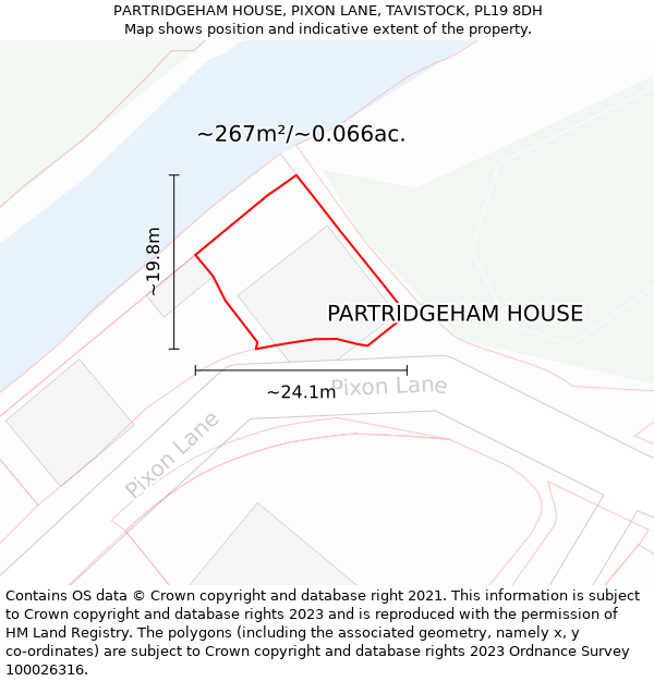 PARTRIDGEHAM HOUSE, PIXON LANE, TAVISTOCK, PL19 8DH: Plot and title map