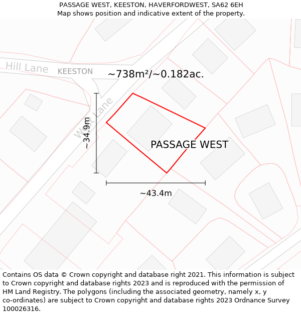 PASSAGE WEST, KEESTON, HAVERFORDWEST, SA62 6EH: Plot and title map