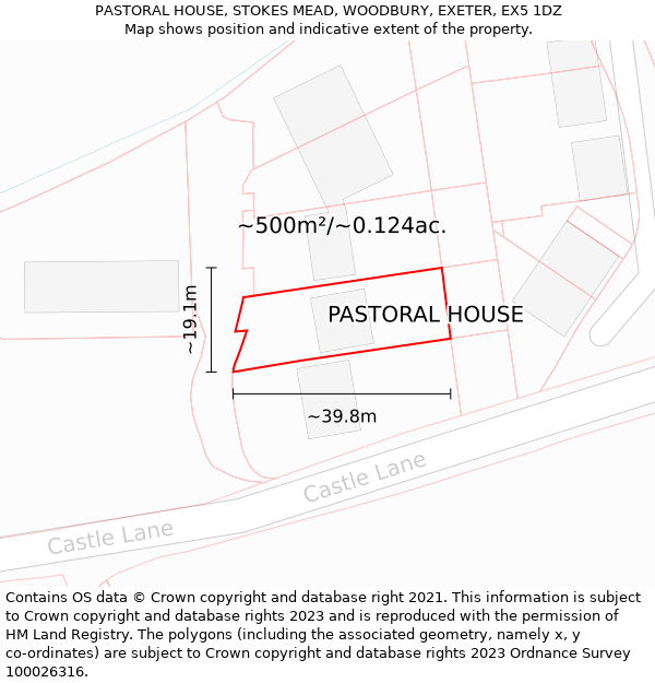 PASTORAL HOUSE, STOKES MEAD, WOODBURY, EXETER, EX5 1DZ: Plot and title map