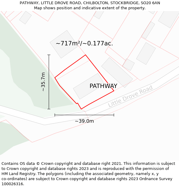 PATHWAY, LITTLE DROVE ROAD, CHILBOLTON, STOCKBRIDGE, SO20 6AN: Plot and title map