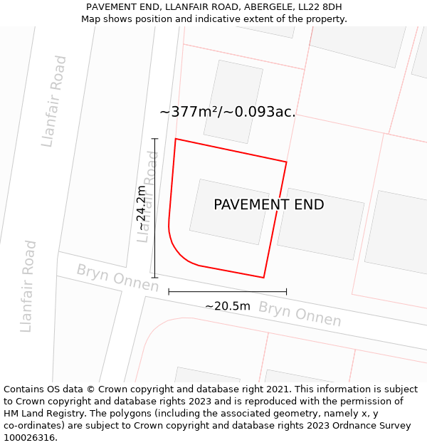 PAVEMENT END, LLANFAIR ROAD, ABERGELE, LL22 8DH: Plot and title map