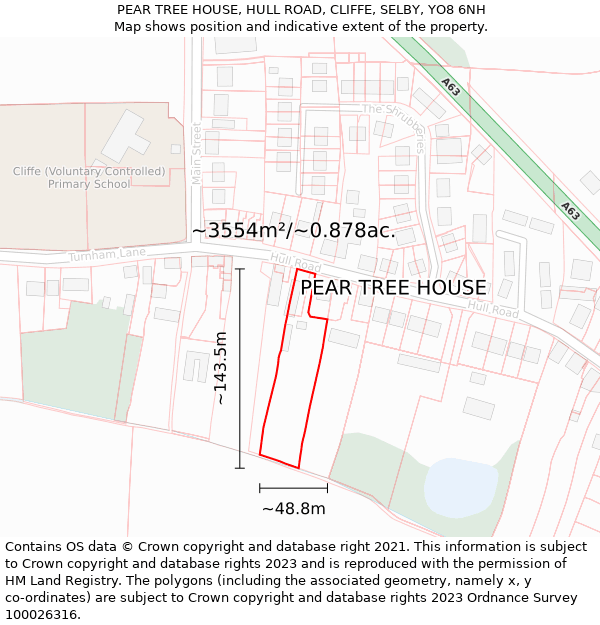 PEAR TREE HOUSE, HULL ROAD, CLIFFE, SELBY, YO8 6NH: Plot and title map