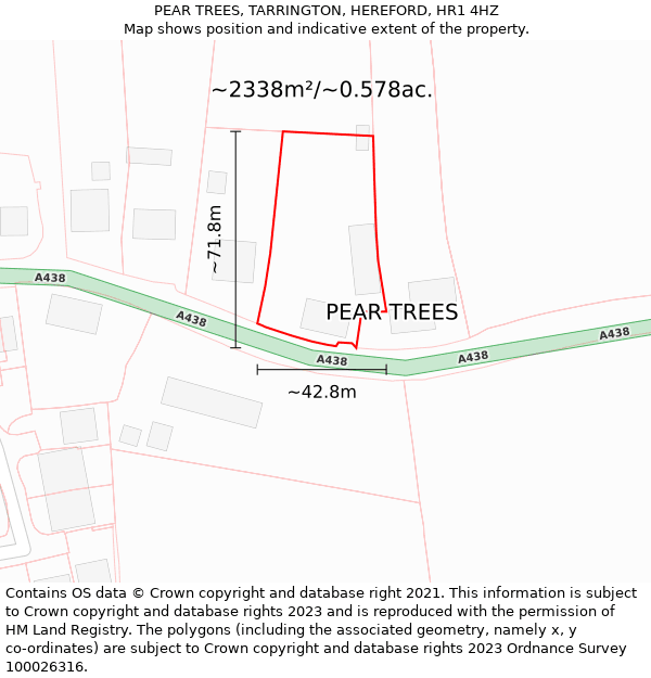 PEAR TREES, TARRINGTON, HEREFORD, HR1 4HZ: Plot and title map