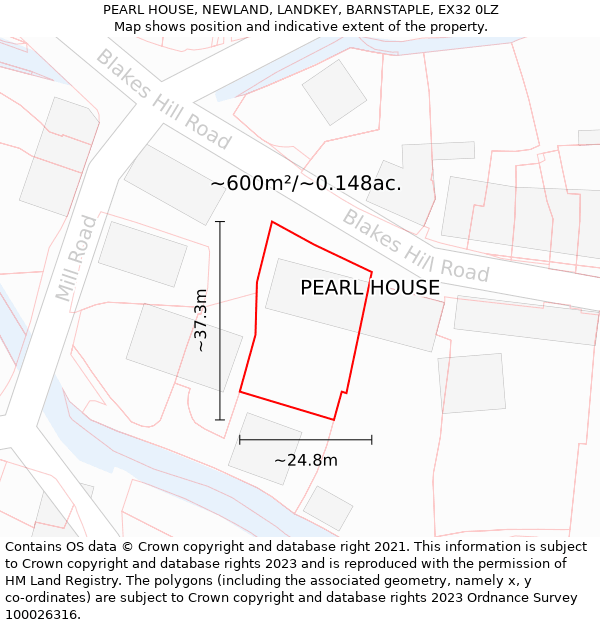 PEARL HOUSE, NEWLAND, LANDKEY, BARNSTAPLE, EX32 0LZ: Plot and title map