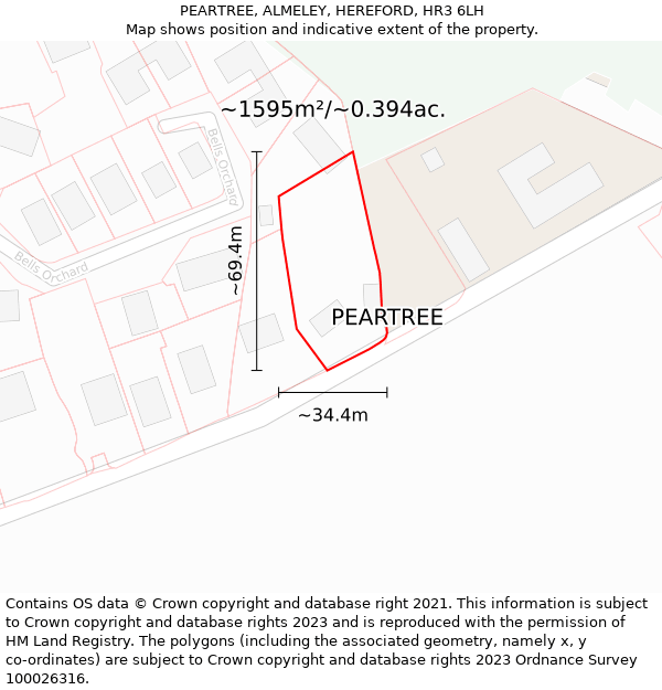 PEARTREE, ALMELEY, HEREFORD, HR3 6LH: Plot and title map