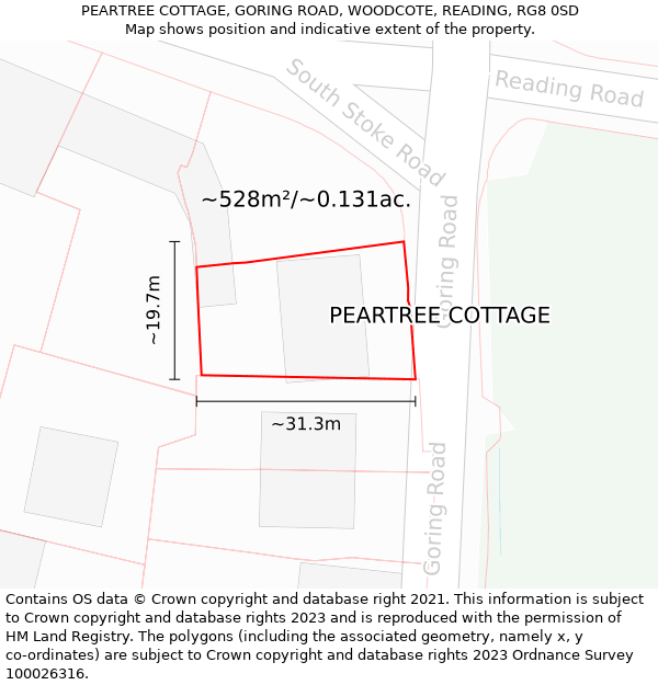 PEARTREE COTTAGE, GORING ROAD, WOODCOTE, READING, RG8 0SD: Plot and title map