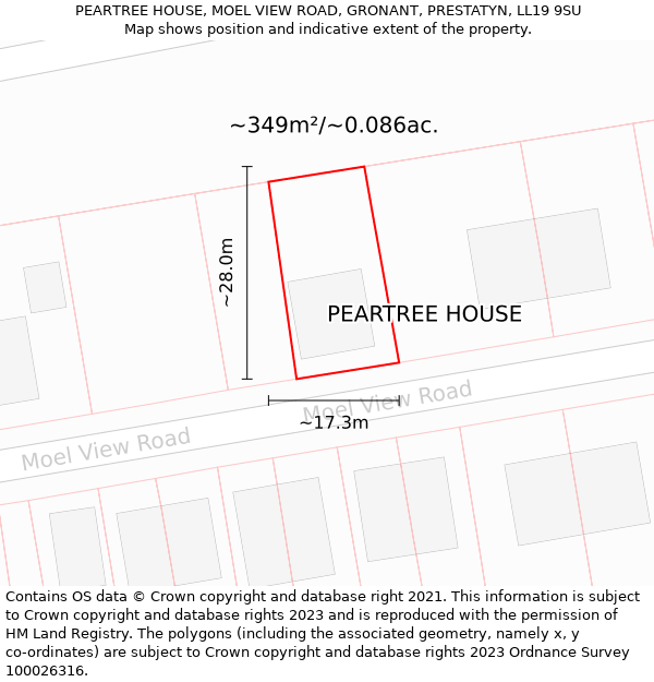 PEARTREE HOUSE, MOEL VIEW ROAD, GRONANT, PRESTATYN, LL19 9SU: Plot and title map