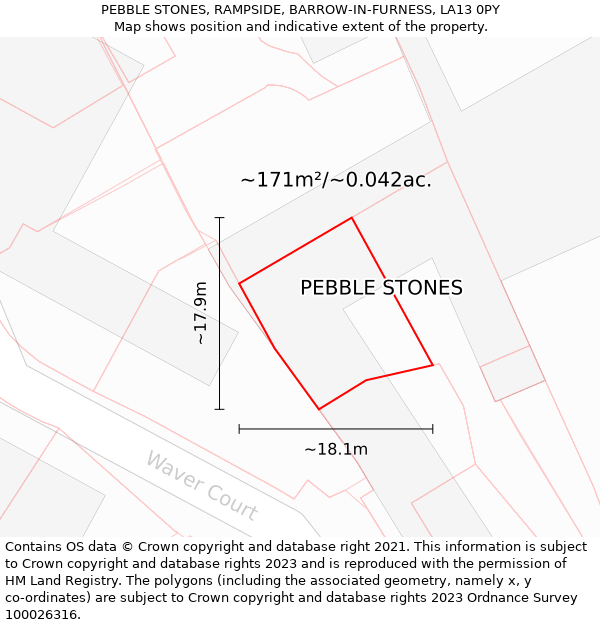 PEBBLE STONES, RAMPSIDE, BARROW-IN-FURNESS, LA13 0PY: Plot and title map