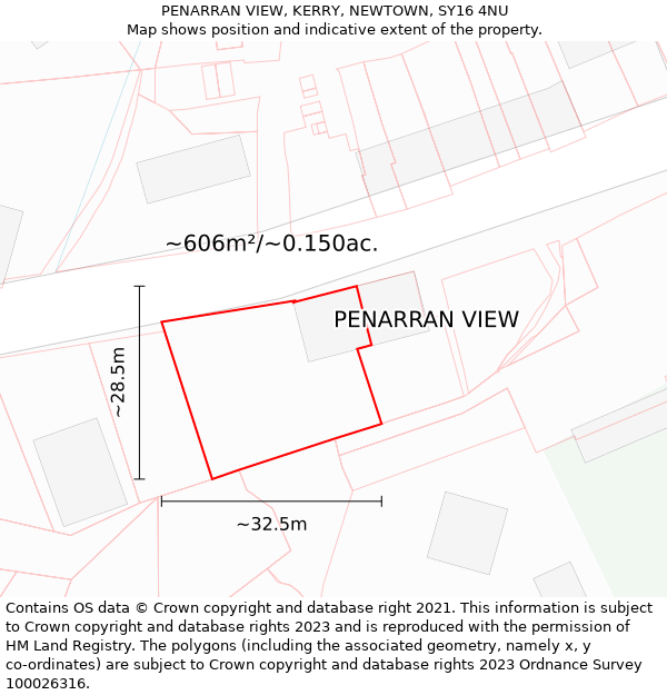 PENARRAN VIEW, KERRY, NEWTOWN, SY16 4NU: Plot and title map