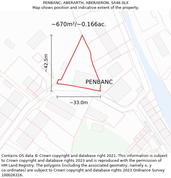 PENBANC, ABERARTH, ABERAERON, SA46 0LX: Plot and title map