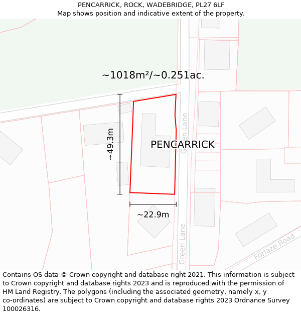 PENCARRICK, ROCK, WADEBRIDGE, PL27 6LF: Plot and title map