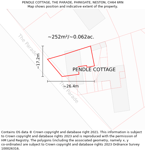 PENDLE COTTAGE, THE PARADE, PARKGATE, NESTON, CH64 6RN: Plot and title map