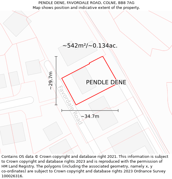 PENDLE DENE, FAVORDALE ROAD, COLNE, BB8 7AG: Plot and title map
