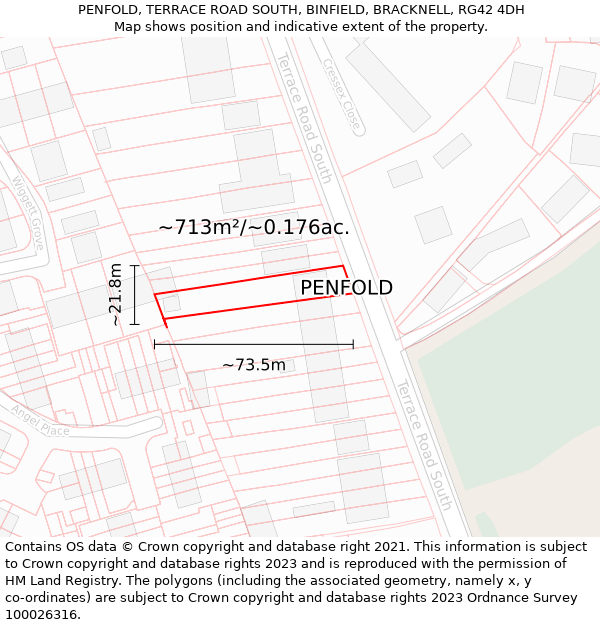 PENFOLD, TERRACE ROAD SOUTH, BINFIELD, BRACKNELL, RG42 4DH: Plot and title map