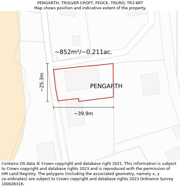 PENGARTH, TROLVER CROFT, FEOCK, TRURO, TR3 6RT: Plot and title map