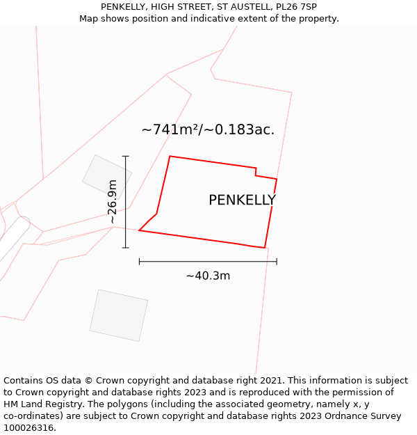 PENKELLY, HIGH STREET, ST AUSTELL, PL26 7SP: Plot and title map