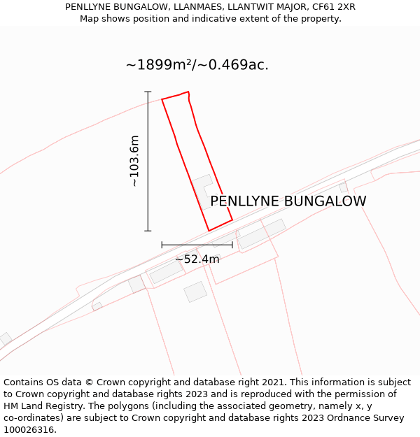 PENLLYNE BUNGALOW, LLANMAES, LLANTWIT MAJOR, CF61 2XR: Plot and title map