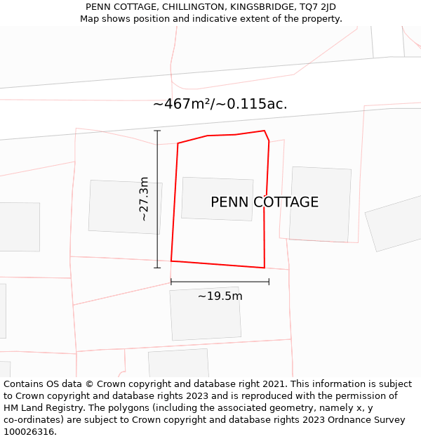 PENN COTTAGE, CHILLINGTON, KINGSBRIDGE, TQ7 2JD: Plot and title map