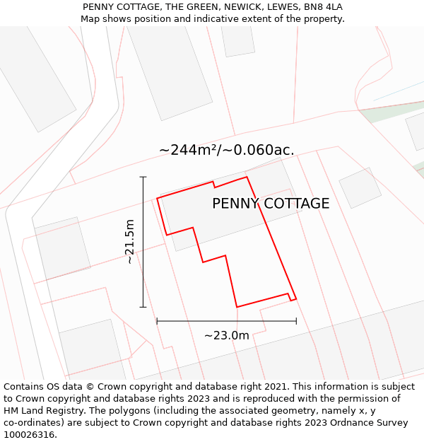 PENNY COTTAGE, THE GREEN, NEWICK, LEWES, BN8 4LA: Plot and title map
