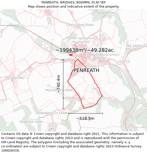 PENREATH, BRIDGES, BODMIN, PL30 5EF: Plot and title map