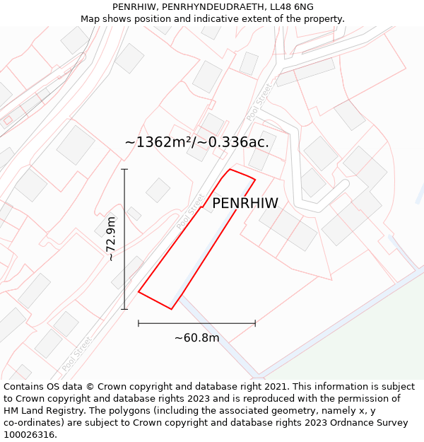PENRHIW, PENRHYNDEUDRAETH, LL48 6NG: Plot and title map