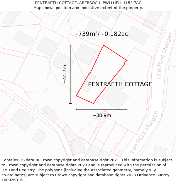 PENTRAETH COTTAGE, ABERSOCH, PWLLHELI, LL53 7AG: Plot and title map