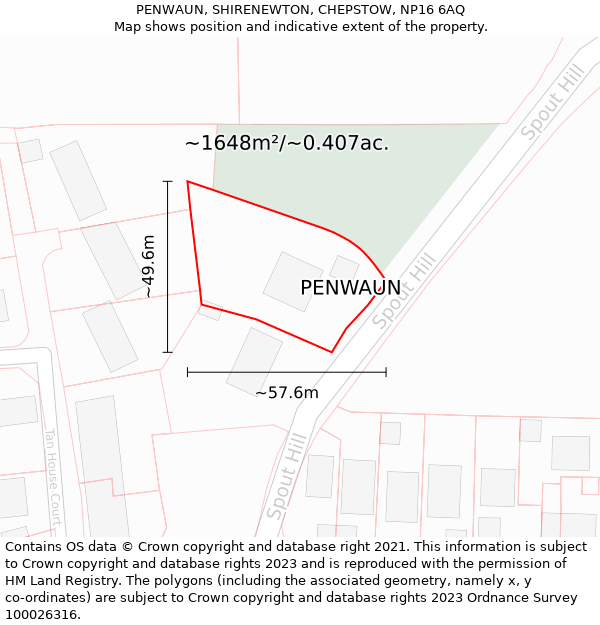 PENWAUN, SHIRENEWTON, CHEPSTOW, NP16 6AQ: Plot and title map