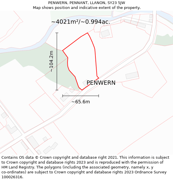 PENWERN, PENNANT, LLANON, SY23 5JW: Plot and title map