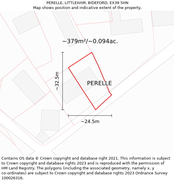 PERELLE, LITTLEHAM, BIDEFORD, EX39 5HN: Plot and title map