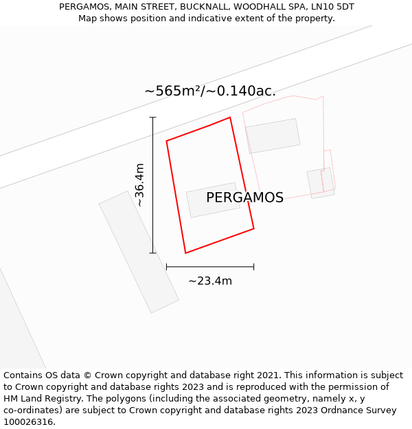 PERGAMOS, MAIN STREET, BUCKNALL, WOODHALL SPA, LN10 5DT: Plot and title map