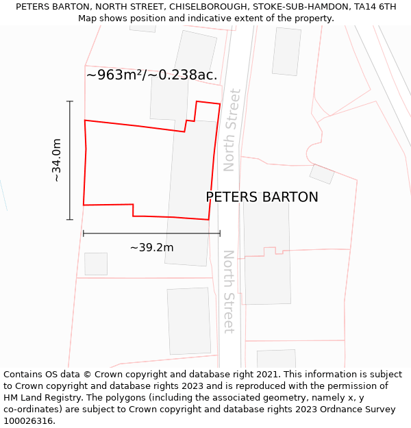 PETERS BARTON, NORTH STREET, CHISELBOROUGH, STOKE-SUB-HAMDON, TA14 6TH: Plot and title map