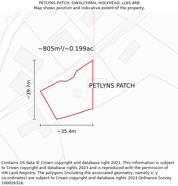 PETLYNS PATCH, GWALCHMAI, HOLYHEAD, LL65 4RB: Plot and title map