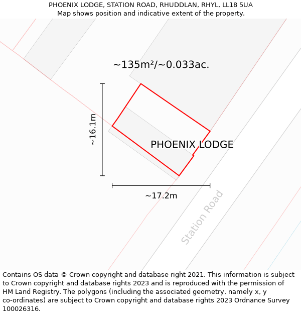 PHOENIX LODGE, STATION ROAD, RHUDDLAN, RHYL, LL18 5UA: Plot and title map