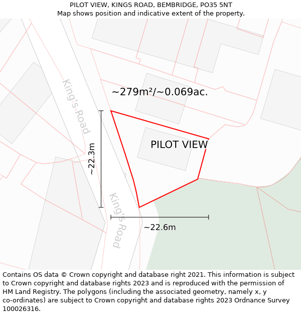 PILOT VIEW, KINGS ROAD, BEMBRIDGE, PO35 5NT: Plot and title map