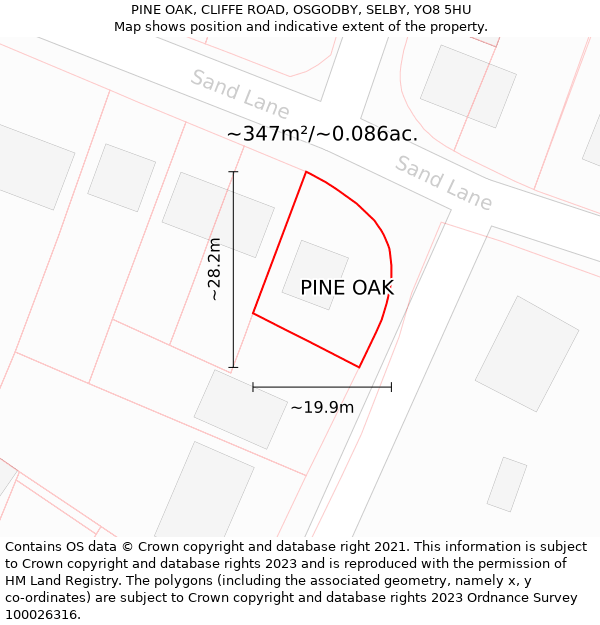 PINE OAK, CLIFFE ROAD, OSGODBY, SELBY, YO8 5HU: Plot and title map