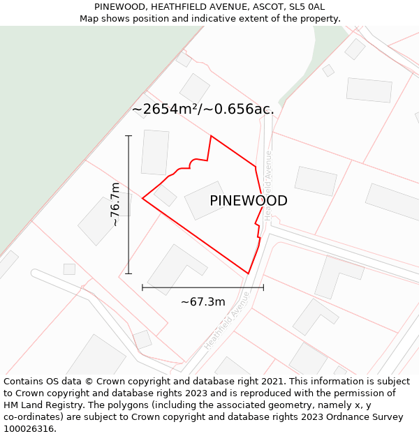 PINEWOOD, HEATHFIELD AVENUE, ASCOT, SL5 0AL: Plot and title map