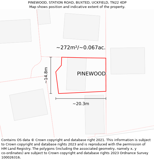 PINEWOOD, STATION ROAD, BUXTED, UCKFIELD, TN22 4DP: Plot and title map