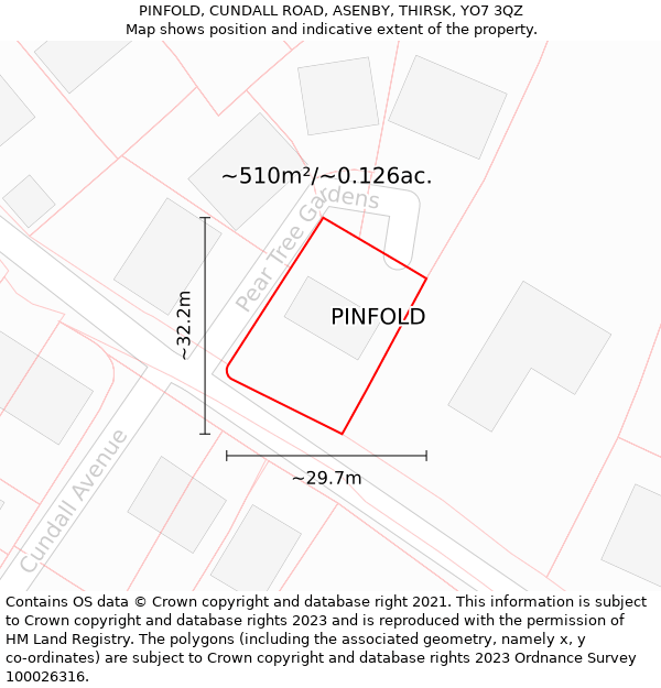 PINFOLD, CUNDALL ROAD, ASENBY, THIRSK, YO7 3QZ: Plot and title map