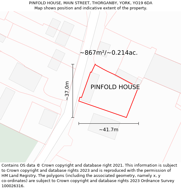 PINFOLD HOUSE, MAIN STREET, THORGANBY, YORK, YO19 6DA: Plot and title map