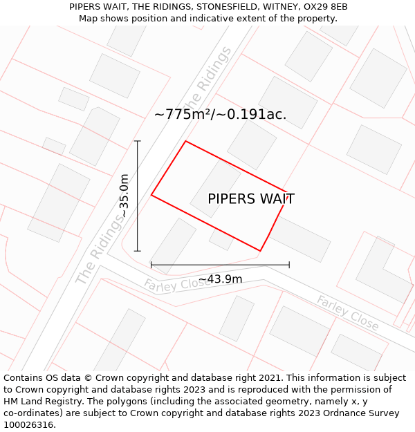 PIPERS WAIT, THE RIDINGS, STONESFIELD, WITNEY, OX29 8EB: Plot and title map