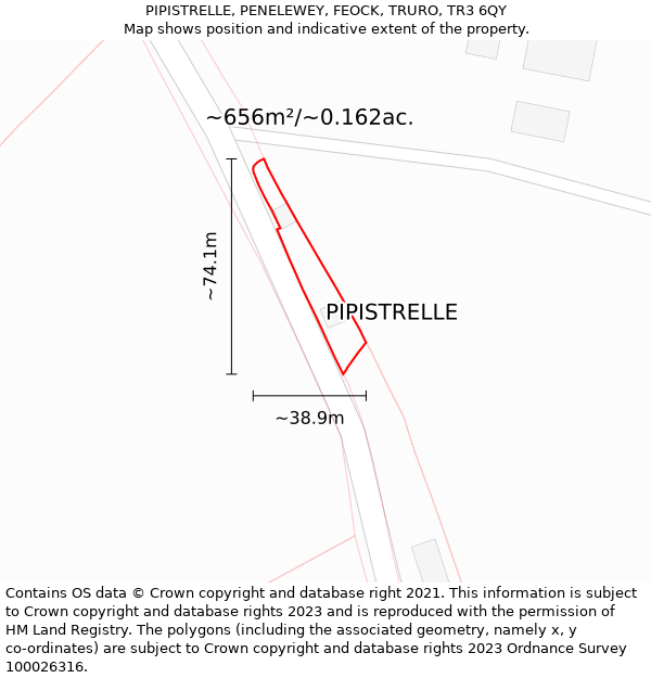 PIPISTRELLE, PENELEWEY, FEOCK, TRURO, TR3 6QY: Plot and title map